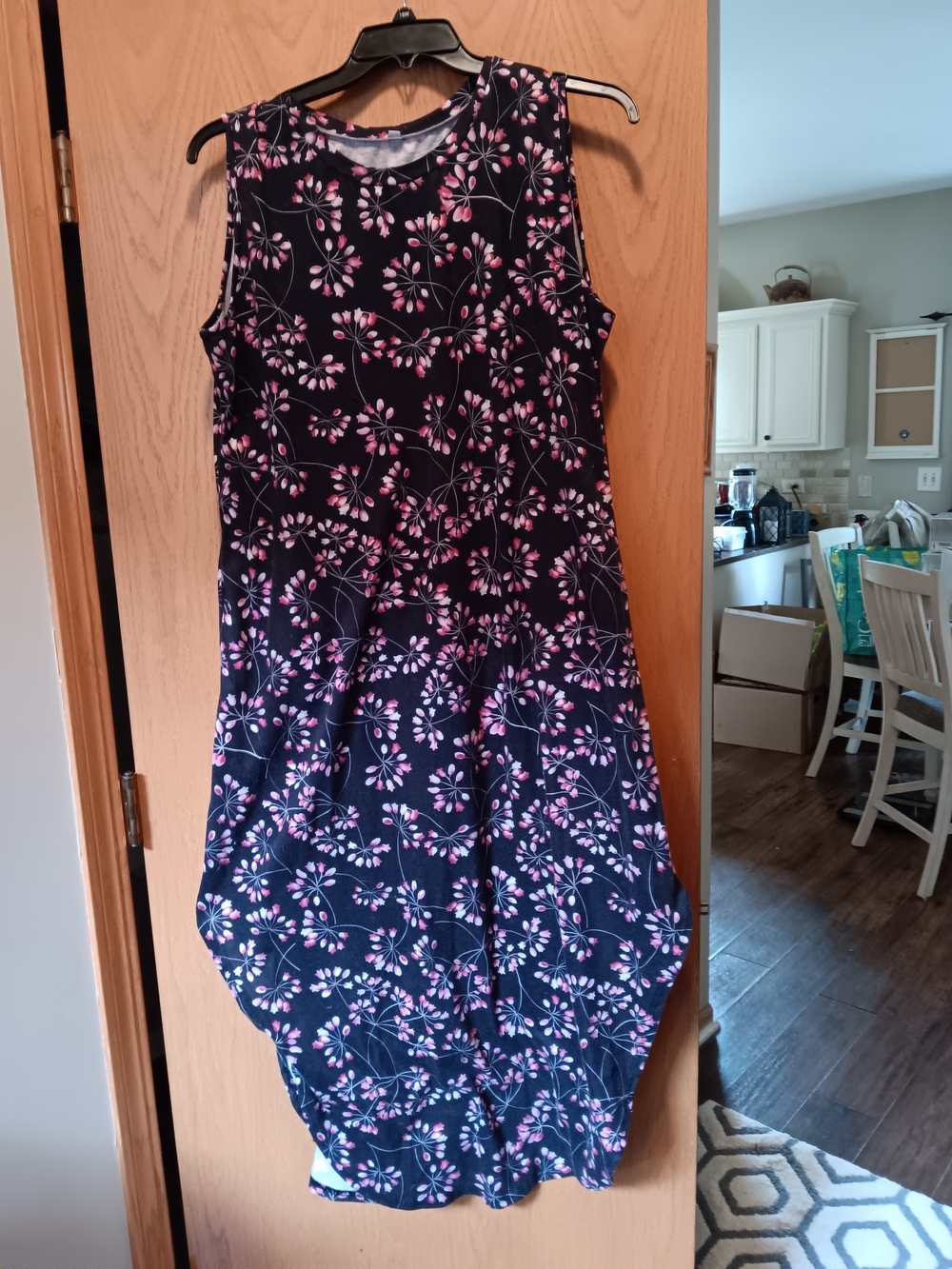 Unk Navy Maxi Dress with Pink Floral Print